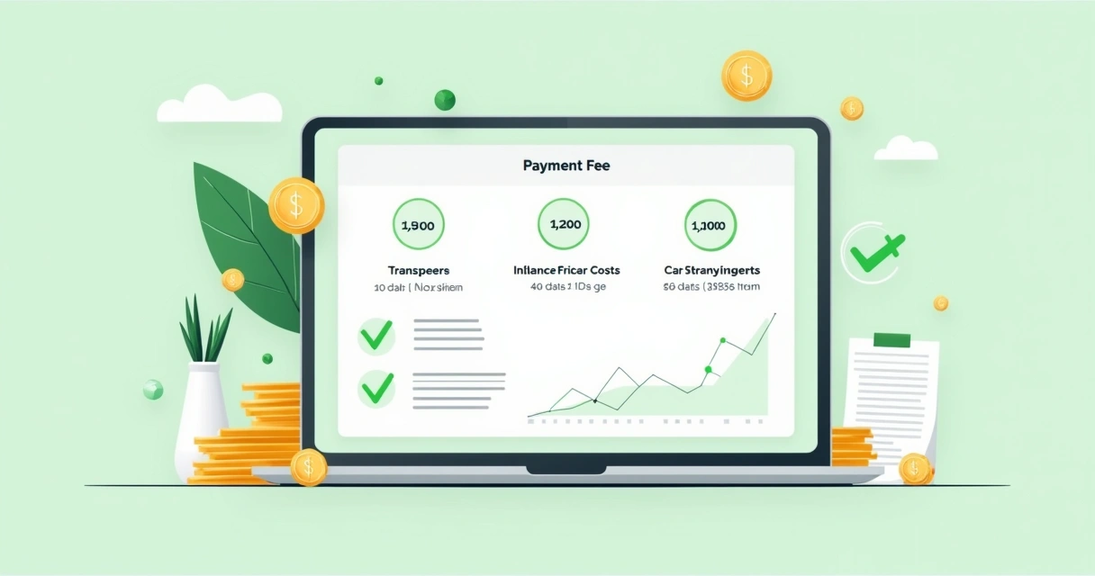 Tela digital com taxas de pagamento visíveis para o usuário 