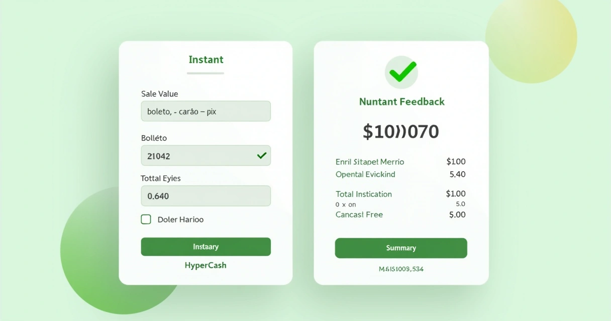 Tela de simulação de taxas na HyperCash 