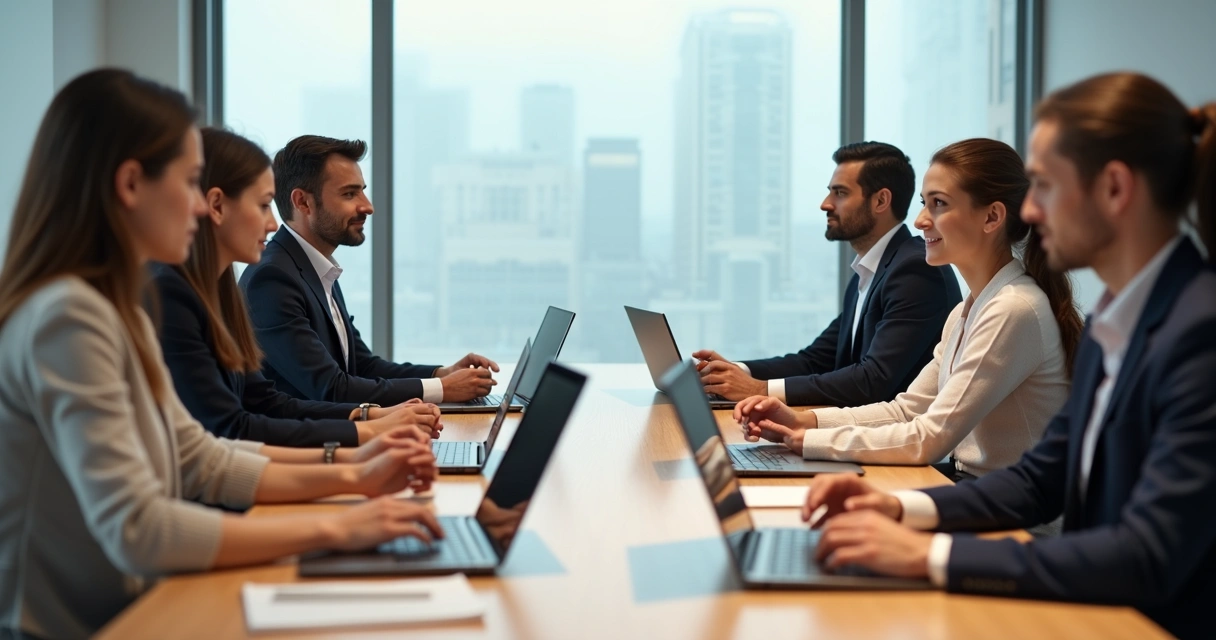 Team members mirroring posture during a meeting 