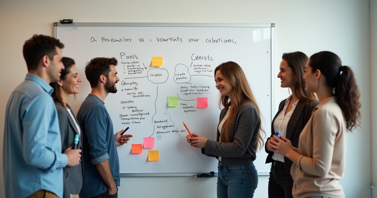 Team collaborating with emotional and intellectual input 