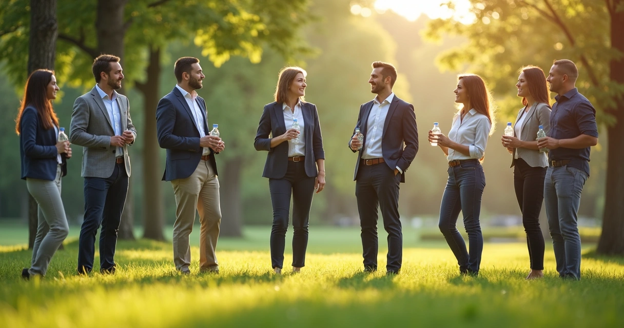Team taking a break outdoors