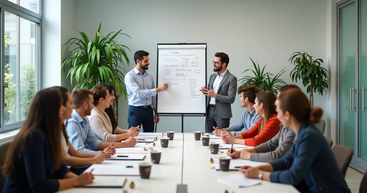 Team collaborating in a supportive workspace 
