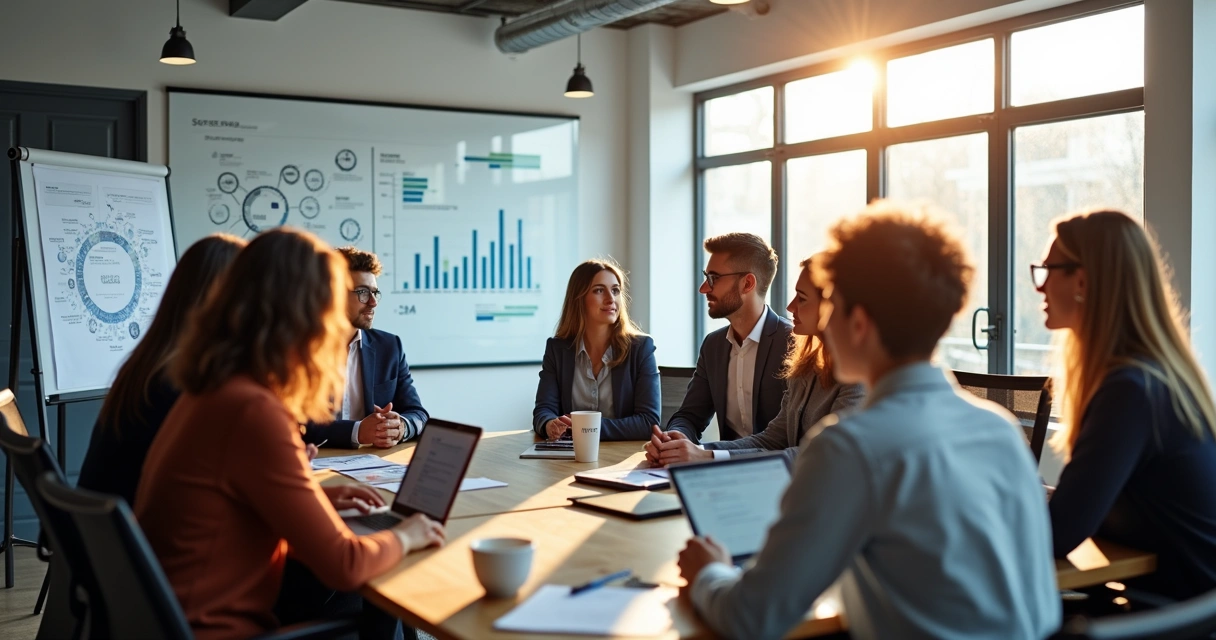 Marketing and sales team collaborating 