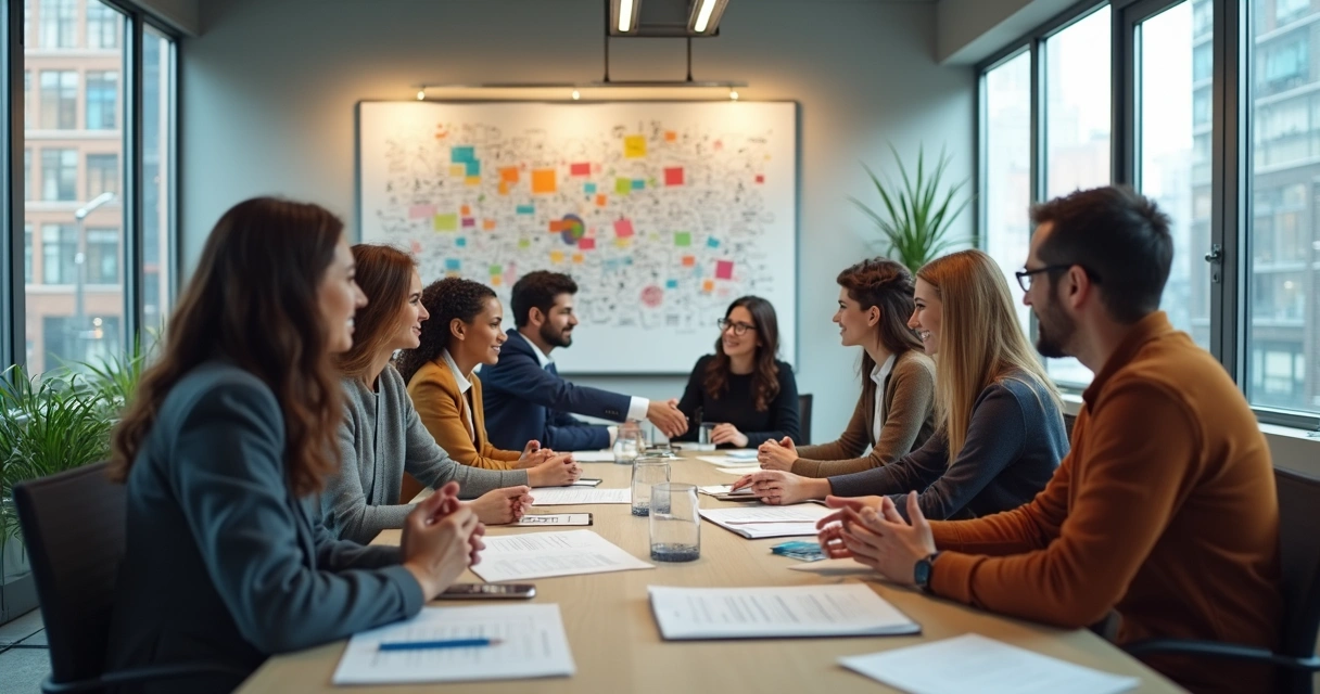 Office team meeting with community leaders 