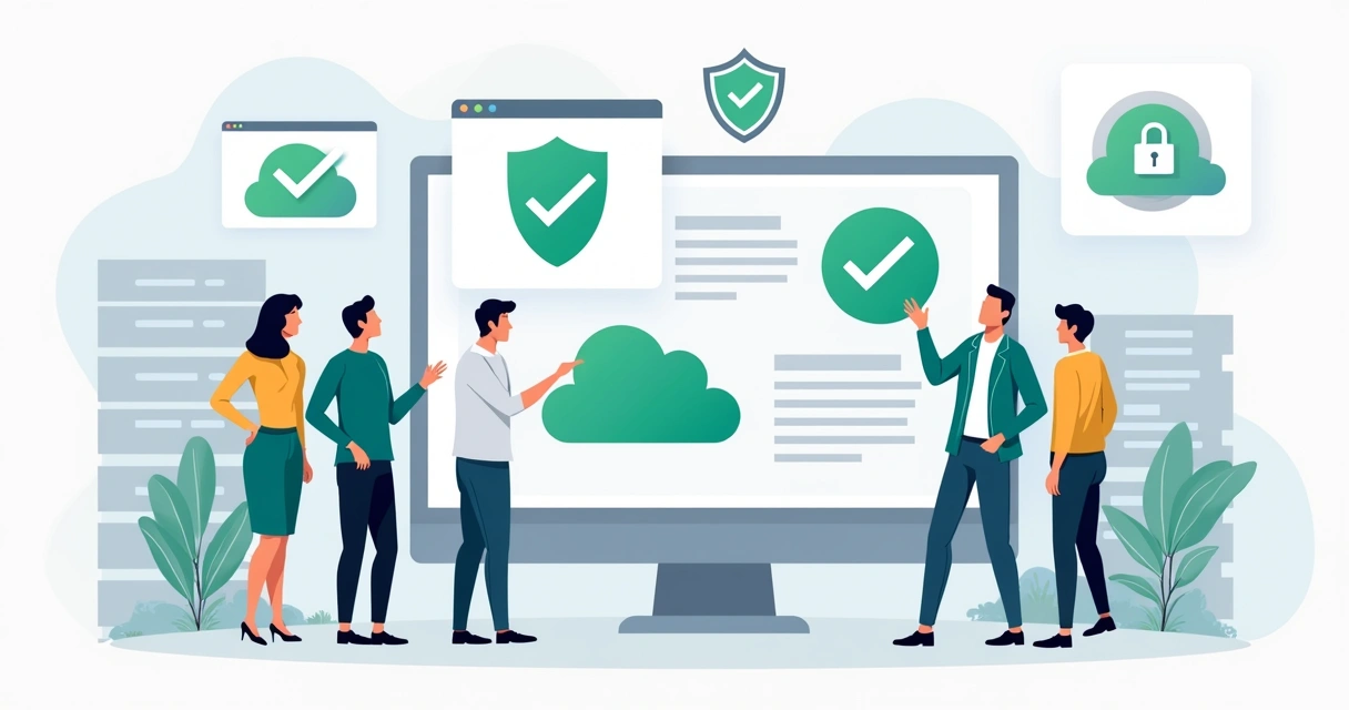 IT team checking backup success on large screens 