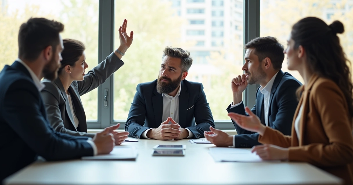 Team in a meeting making a decision together 