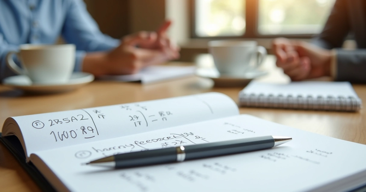 Notebook with feedback notes during a team discussion 