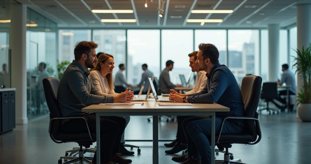 Office team split into two groups, one group looks included and another group isolated. 