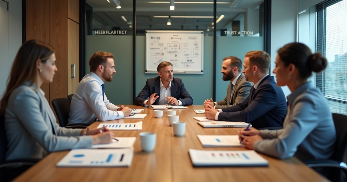 Team having an honest leadership meeting around a table 