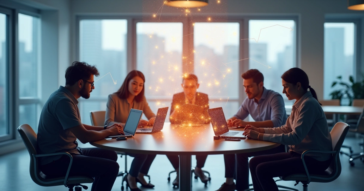 Diagram showing a team with interconnected lines representing systemic patterns among members.