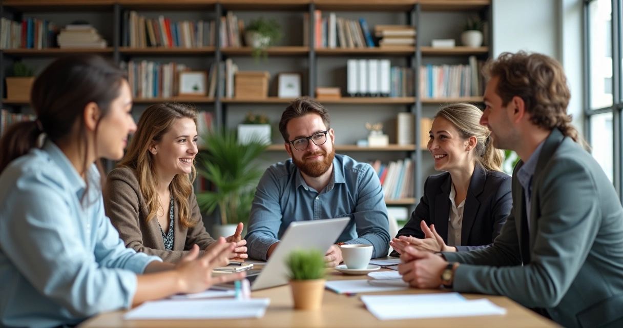Colleagues gathered for informal learning session