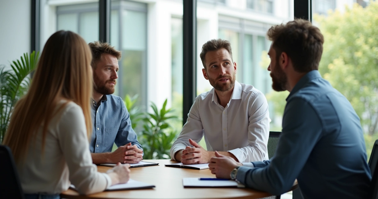 Leader listening closely during a team meeting 