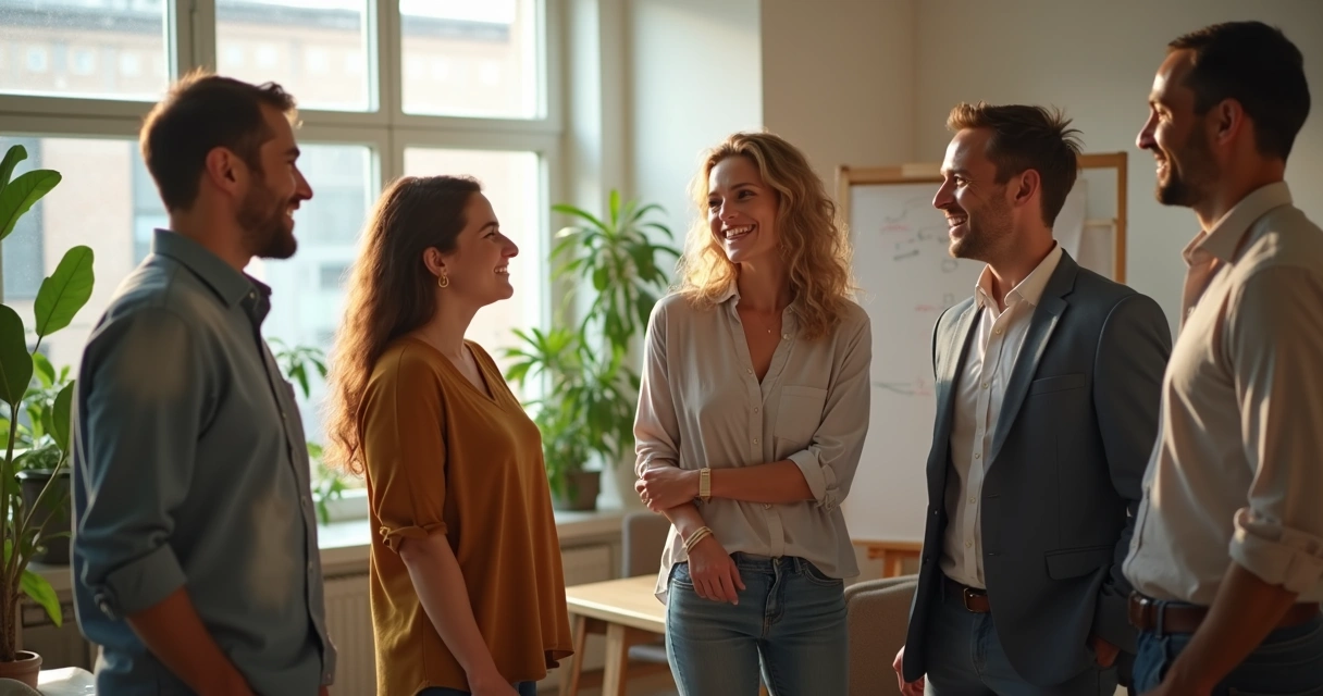 Team standing together with a sense of renewal 