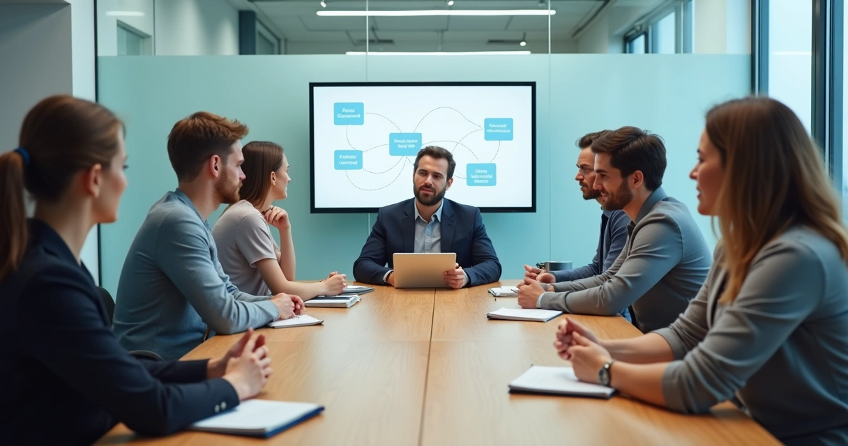 Team in a meeting noticing emotional and communication cues
