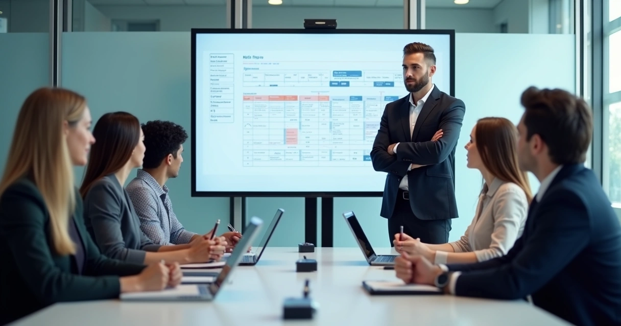Team meeting with mixed reactions to a change presentation