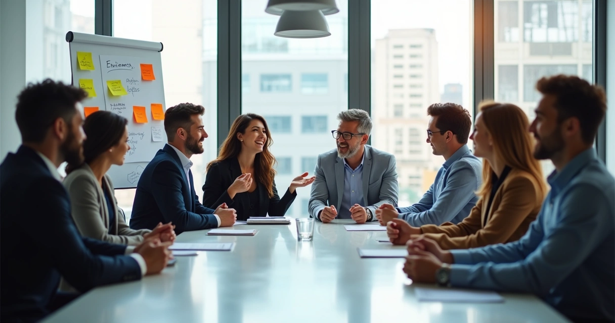 Team in a meeting with visible emotions and open dialogue 