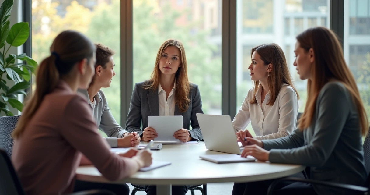Small team in a meeting noticing emotional cues and listening closely