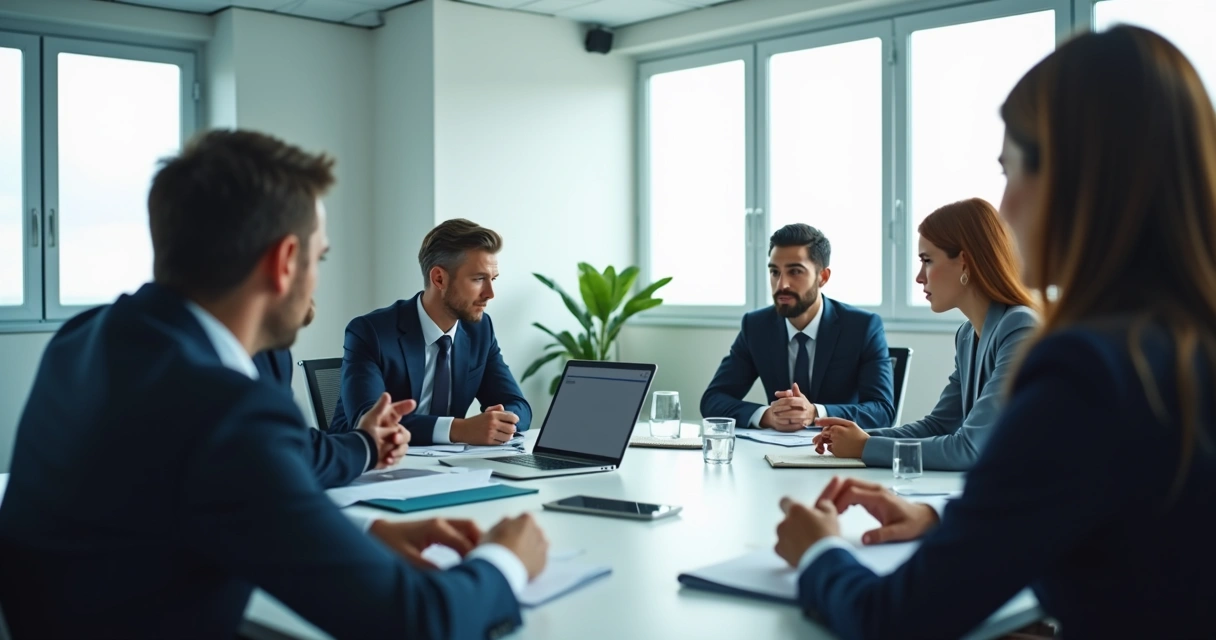 Team meeting with subtle emotional cues and attentive leader