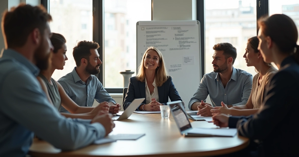 Team in meeting having honest emotional discussion