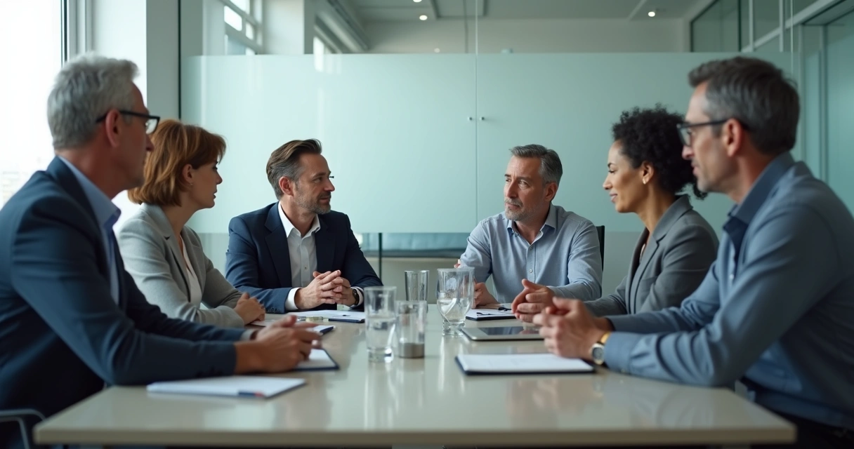 Work team in a tense meeting with one person withdrawn