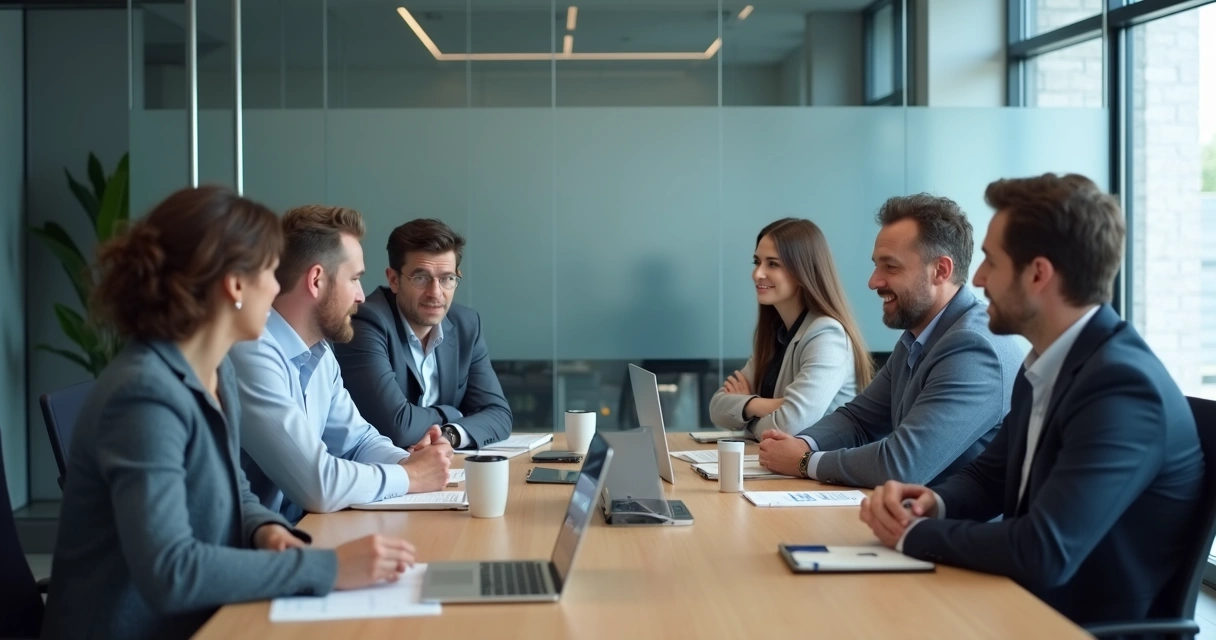 Team in meeting showing mixed signals and guarded body language