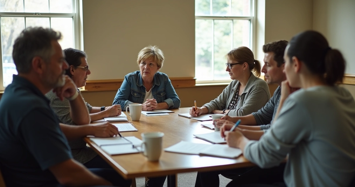 Team meeting with side glances and uneven participation 