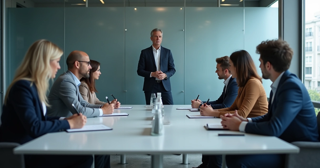 Quiet team in a tense meeting room