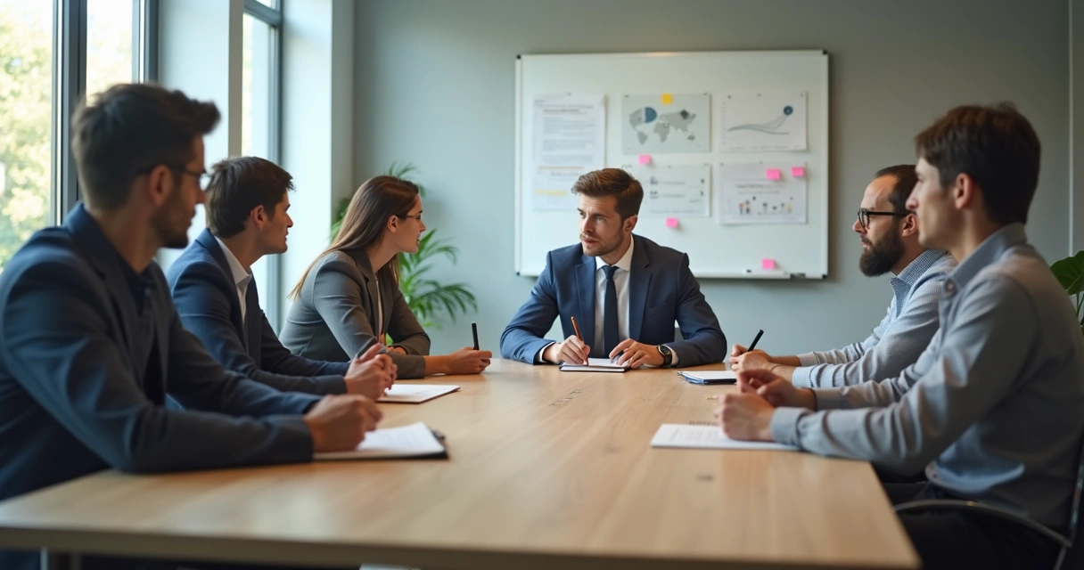 Team meeting with one person isolated by group reactions 