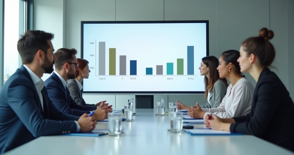 Team meeting with uneven speaking time shown on a wall chart