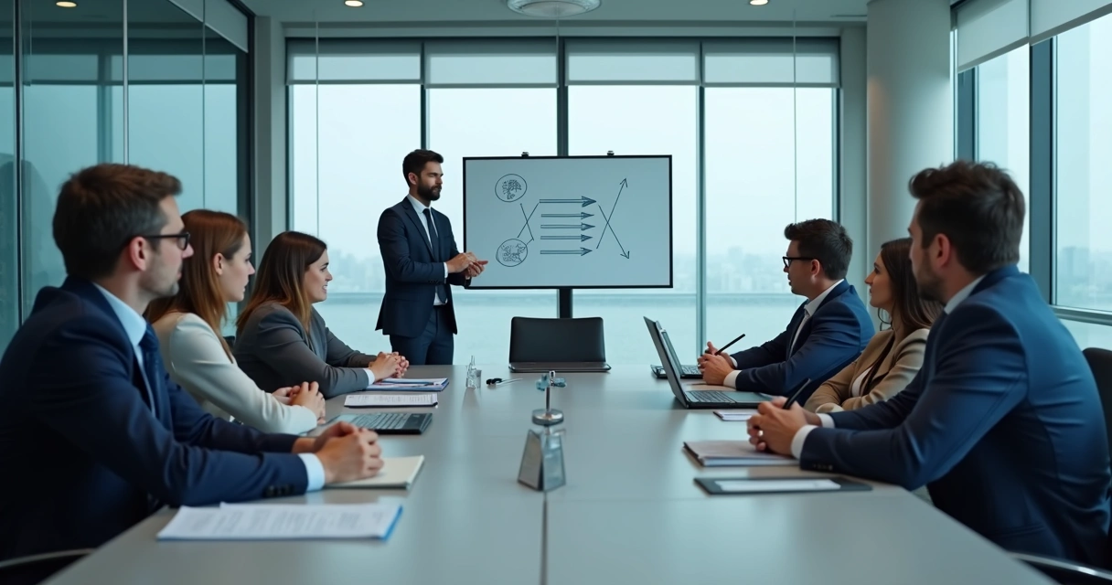 Team in a meeting facing tension during a change discussion