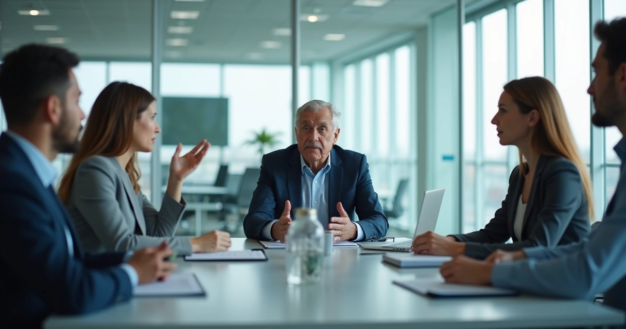 Team meeting with one person being quietly dismissed