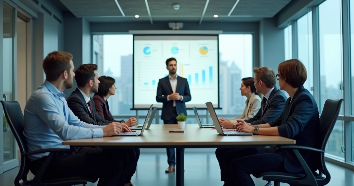Team in a tense office meeting 