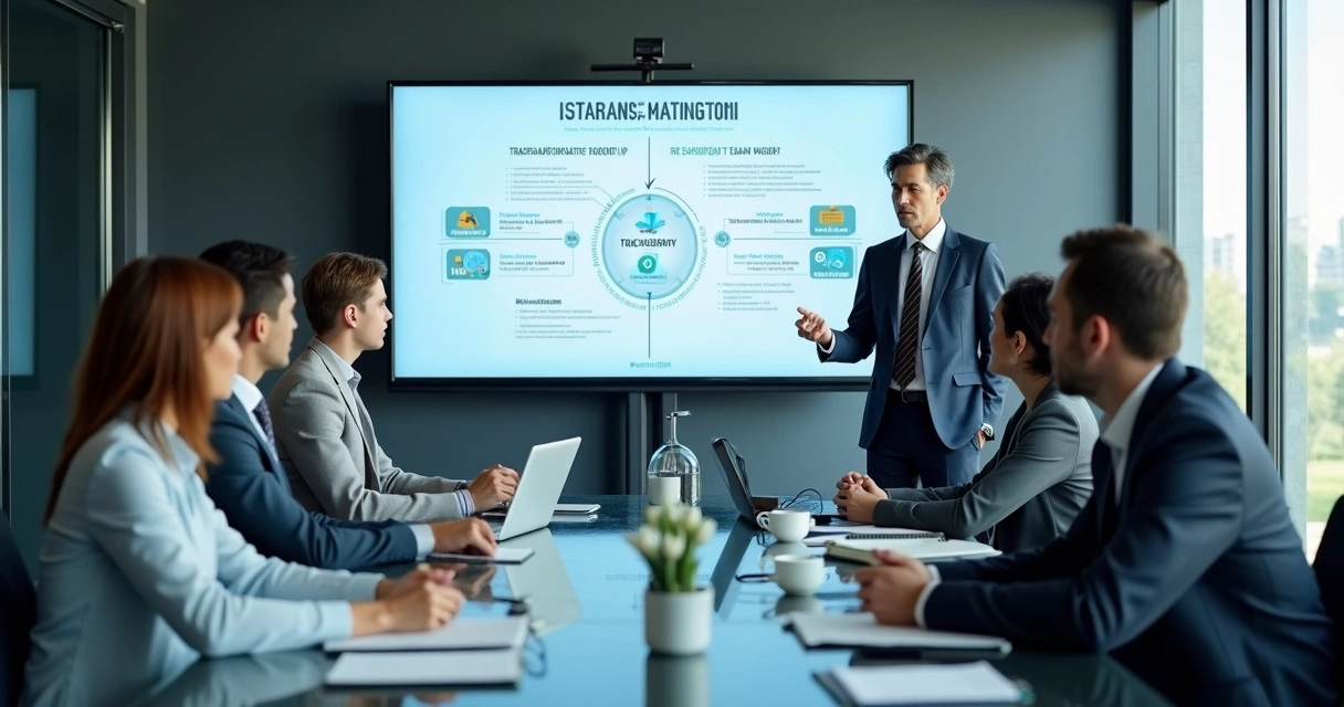 Team in a tense meeting during workplace change
