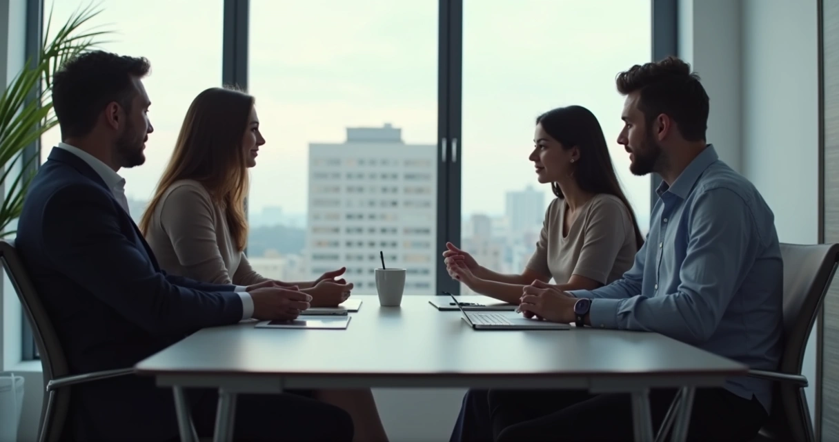 Coworker assertively expressing a boundary during a meeting