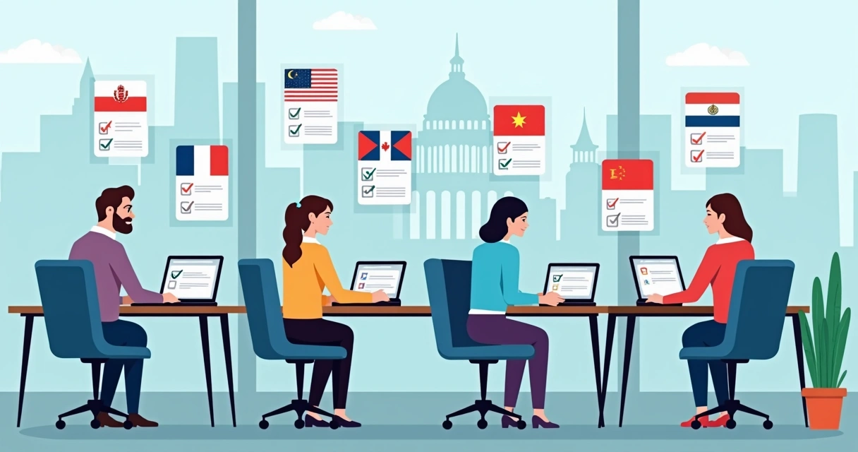 International HR team onboarding new hires in a public sector setting 