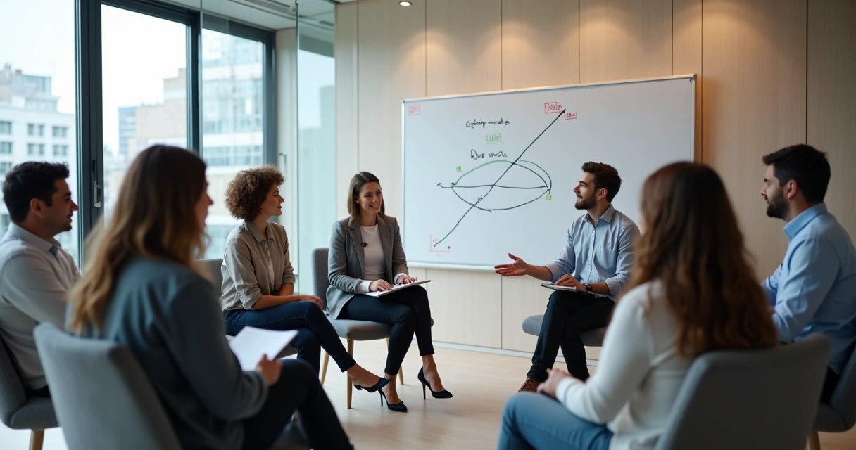 Diverse team in a circle meeting rebuilding trust after a mistake 