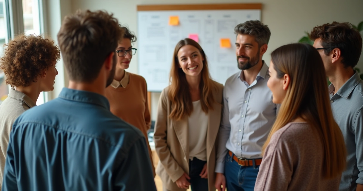 Team members participating in a recurring group ritual 