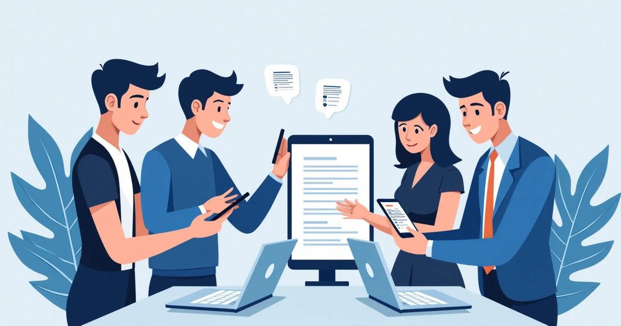 People using different devices to sign a contract