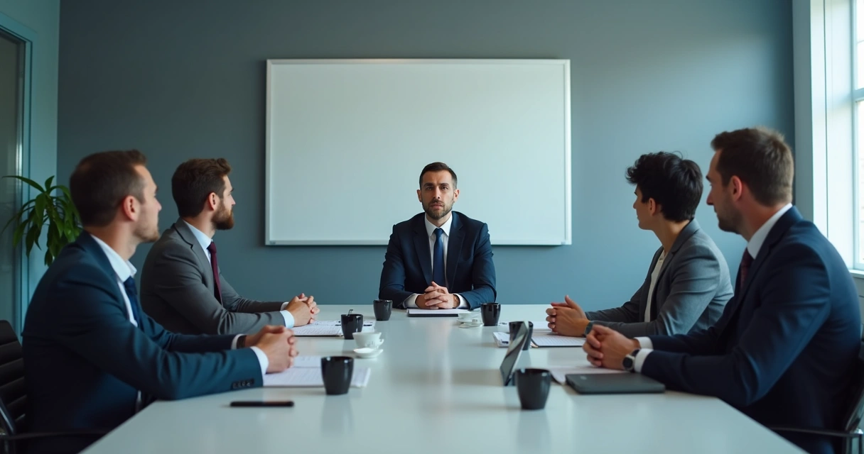 People sitting silently in a tense meeting room