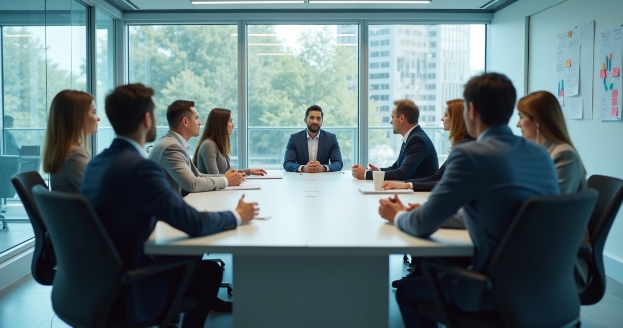 Silent team in a tense meeting room