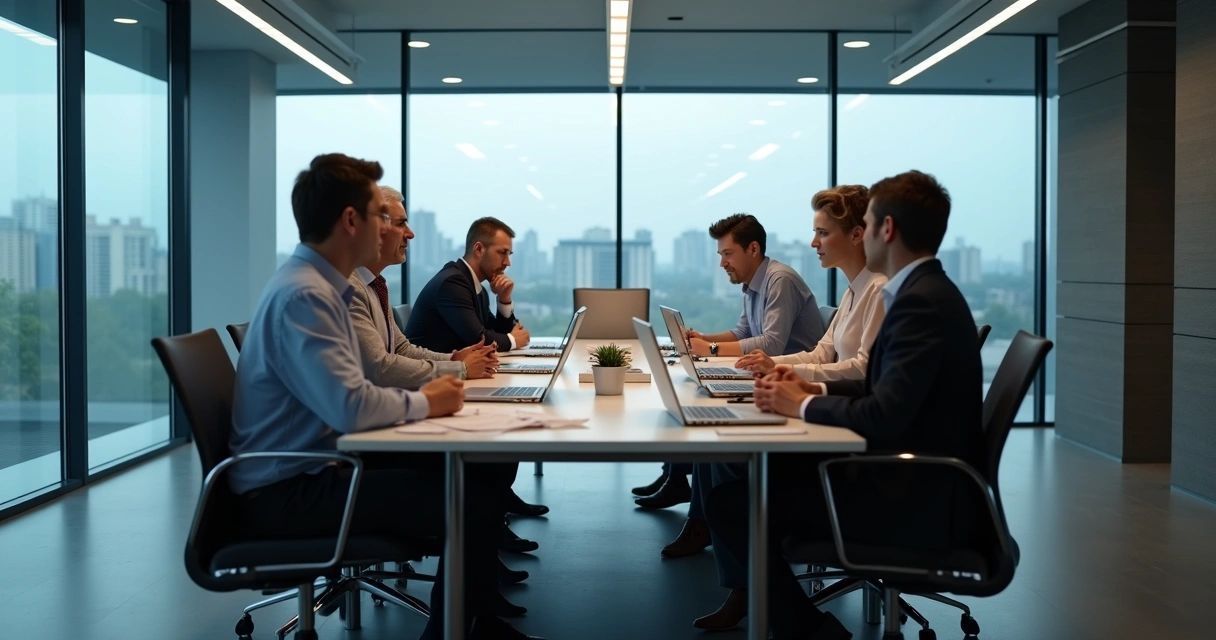 Silent team in a tense office meeting