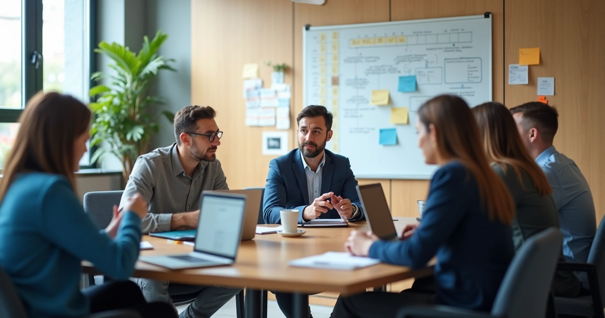 Team sharing stories in a meeting circle 