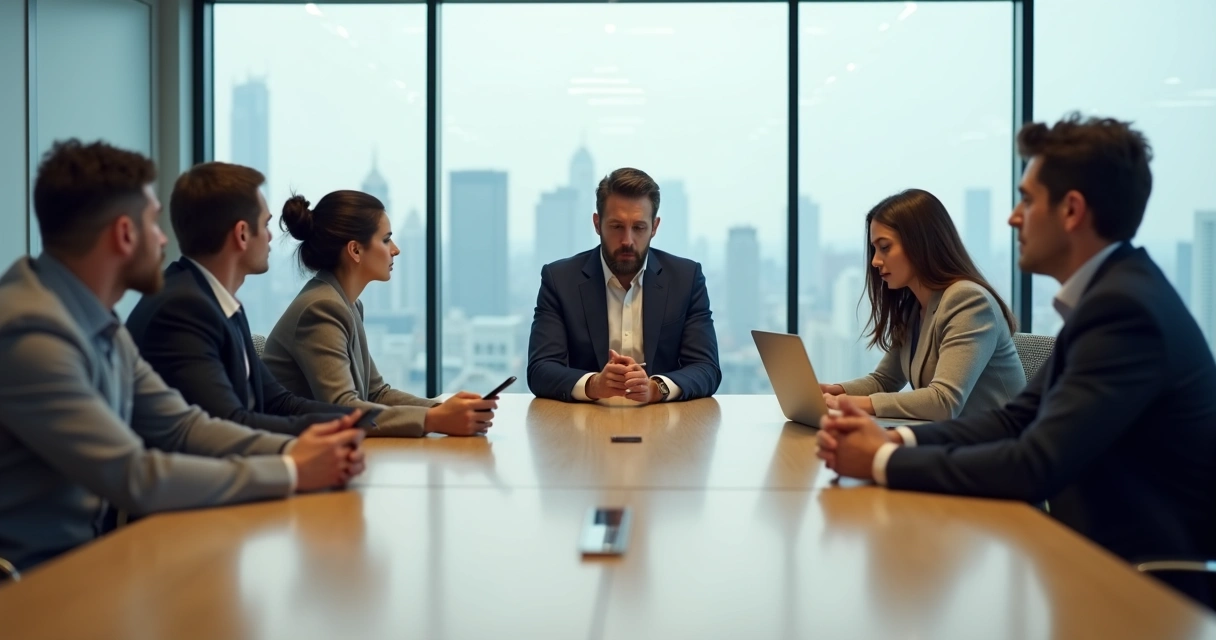 Distant coworkers in a meeting showing lack of connection 