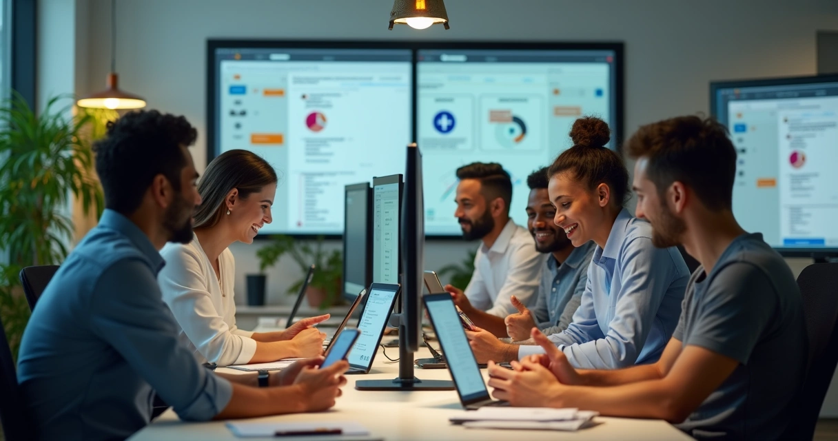 Sales team collaborating using WhatsApp AI solutions