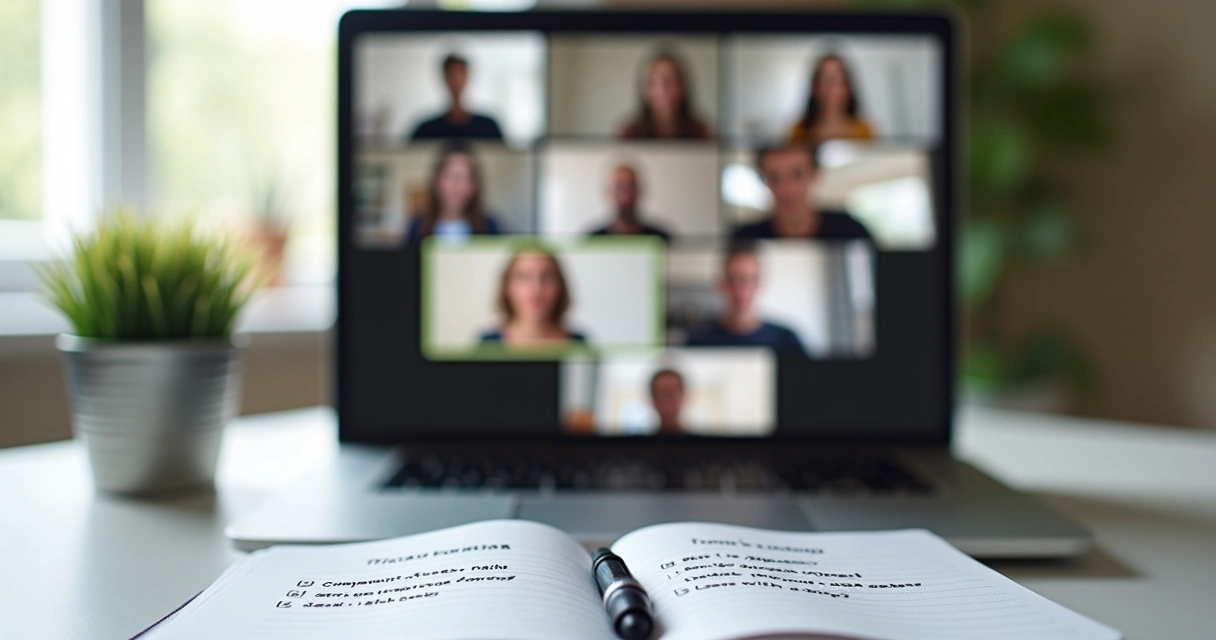 Remote team in a virtual meeting with shared communication goals
