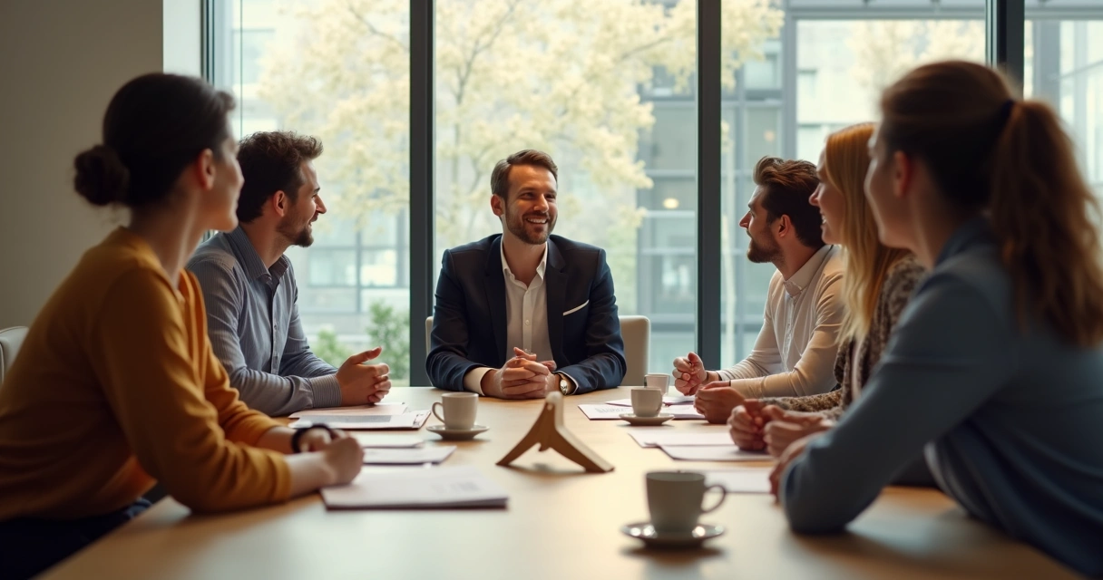 Team leader addressing emotional topic in a meeting 