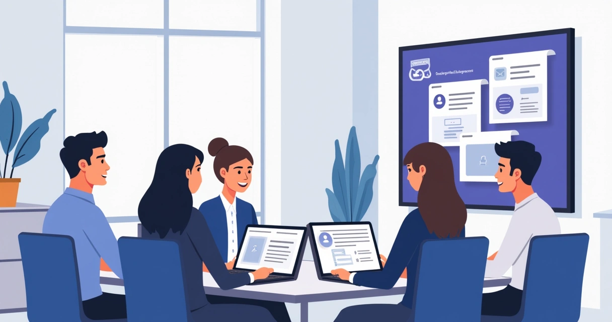 Equipe participando de uma reunião online mostrando integração do Microsoft Teams com calendários. 