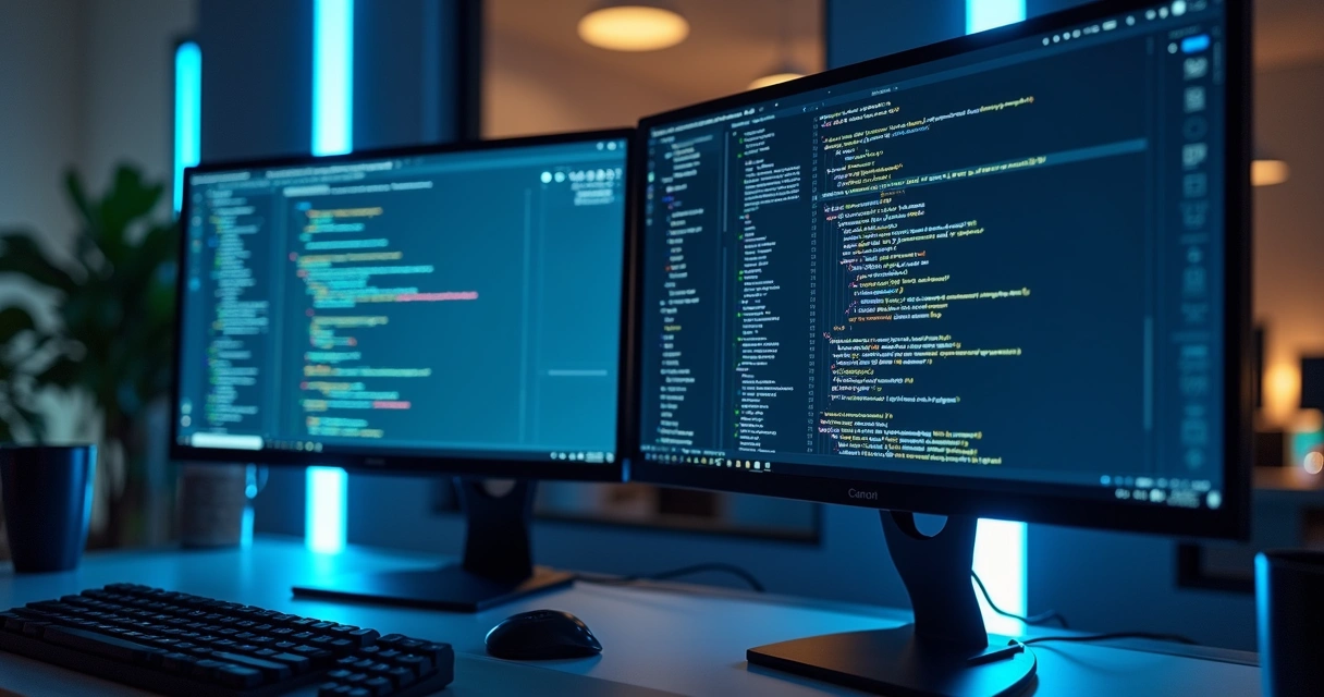 Computer screens showing ecommerce stack components 