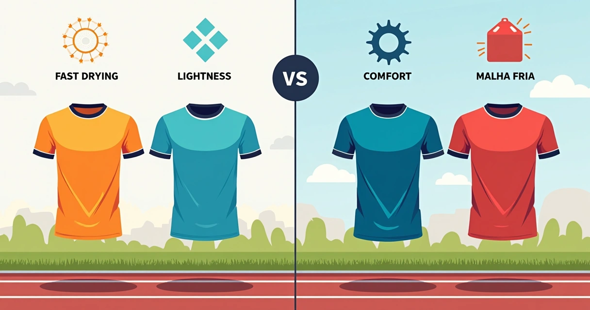 Comparação tecidos dry-fit e malha fria para corrida 