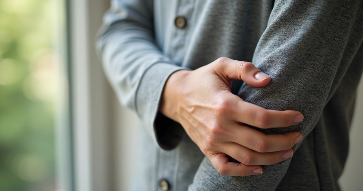 Detalhe do tecido sustentável em uma camiseta gola Henley cinza 